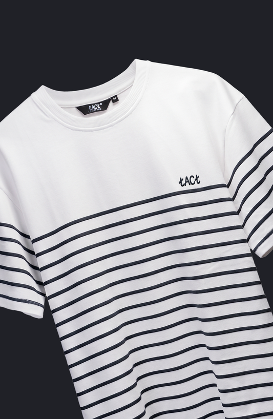 Not So Basic Tee – White/Navy