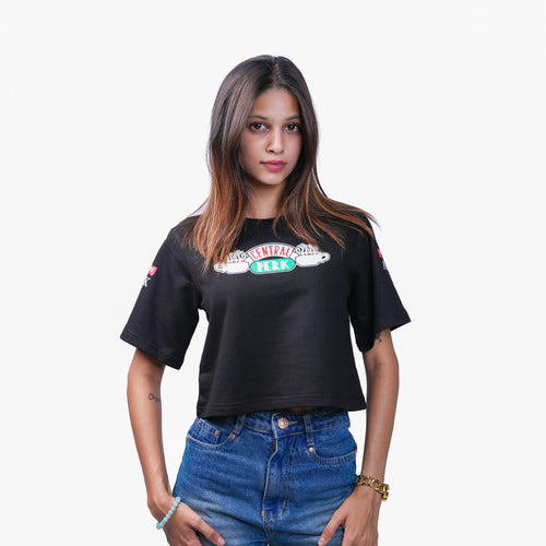 Central Perk  Oversized Cropped Tee wore by women.