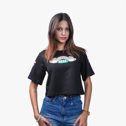 Central Perk  Oversized Cropped Tee wore by women.