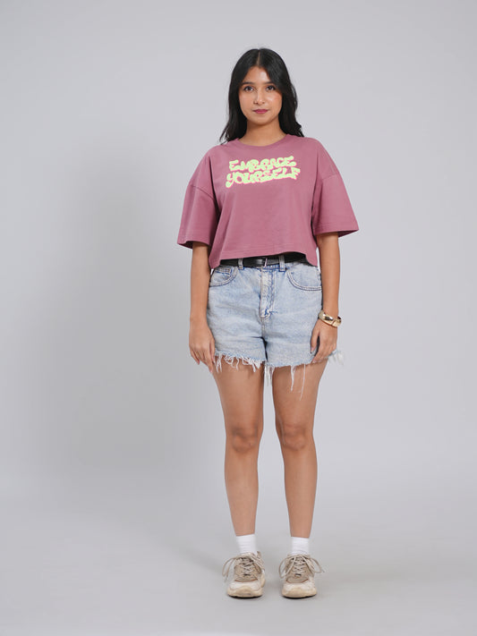 Embrace yourself Oversized Cropped Tee - Tactlifestyle 