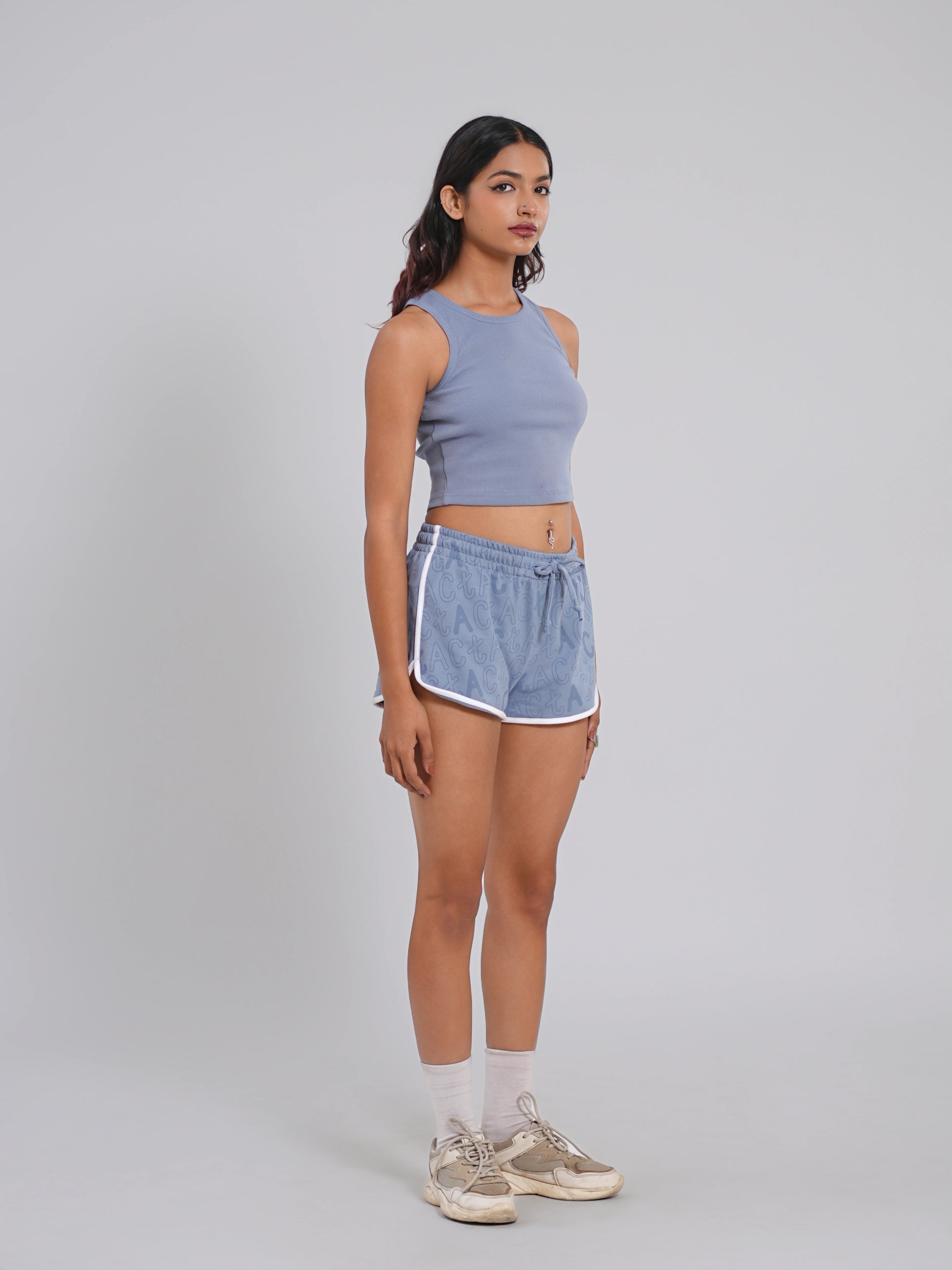 Ribbed Crop Top – Shadow Blue - Tactlifestyle 